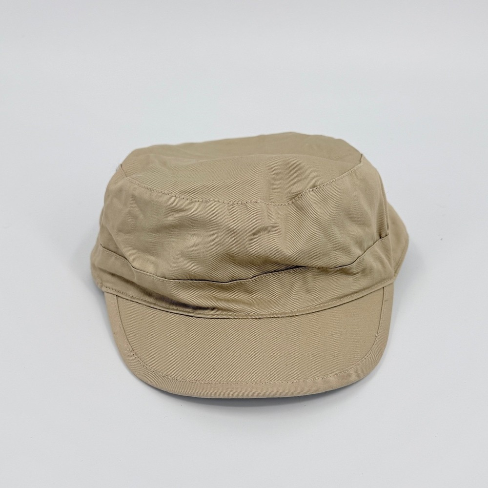 H&M Military Cadet Hat Cap Y2K Women Size Large Tan Cotton Structured Utility